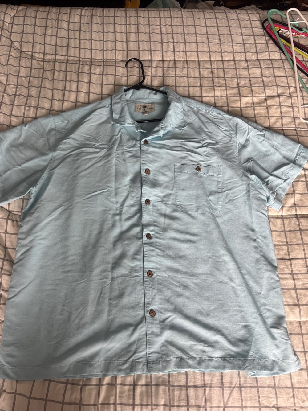 Men's Light Blue Casual Short-Sleeve Button-Down Shirt